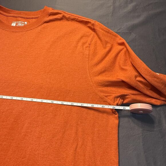 Carhartt Shirt Mens Large Orange Long Sleeve Loose Fit Logo Graphic Workwear - Picture 4 of 6